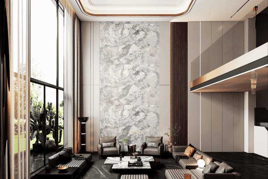 Four Seasons Gray Marble feature wall