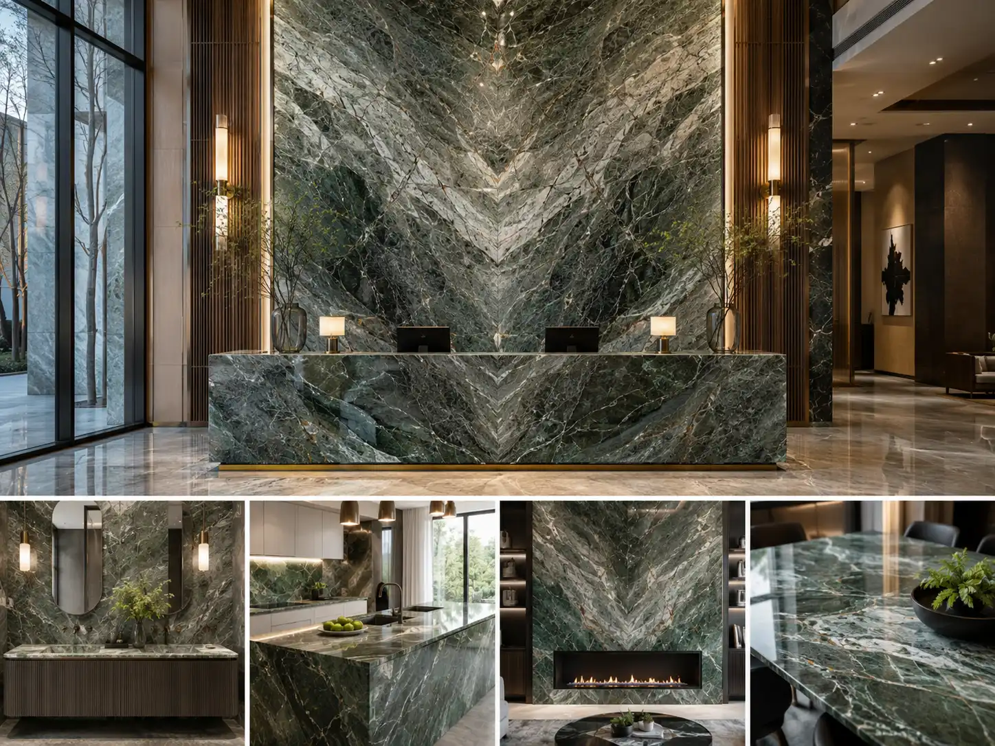 Mastering the Bookmatch: The Art of Symmetry with Four Season Green Marble Slabs