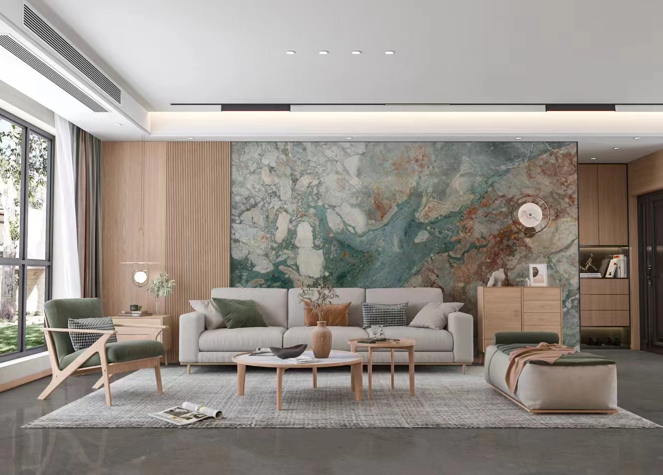 Төрт сезон кызгылт табигый мрамор жашоо бөлмөсү