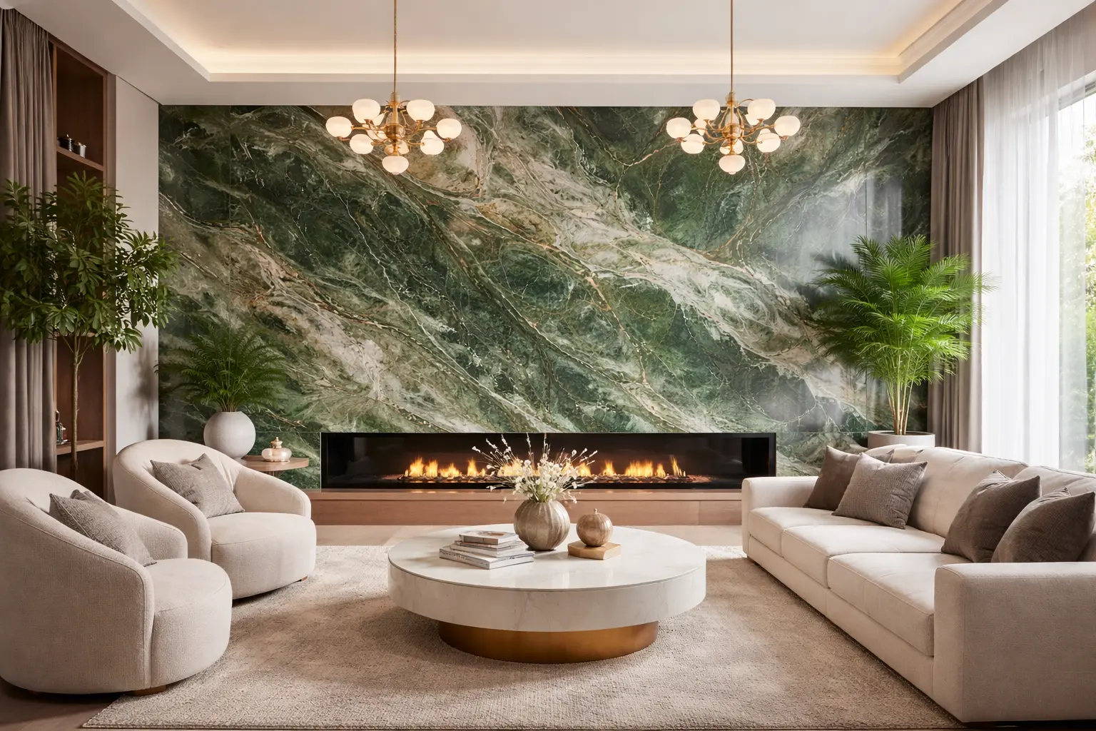 Four Seasons Green Marble Integration Design: Natural Texture Meets Modern Space