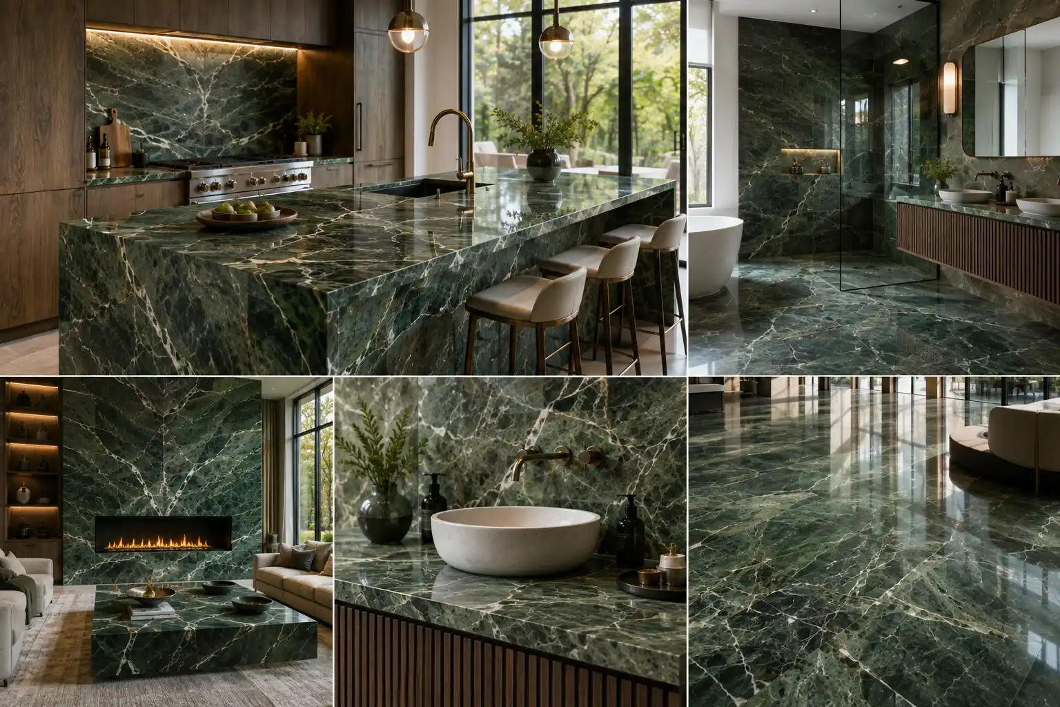Green Marble Slabs – Perfect for Kitchens, Bathrooms & Floors