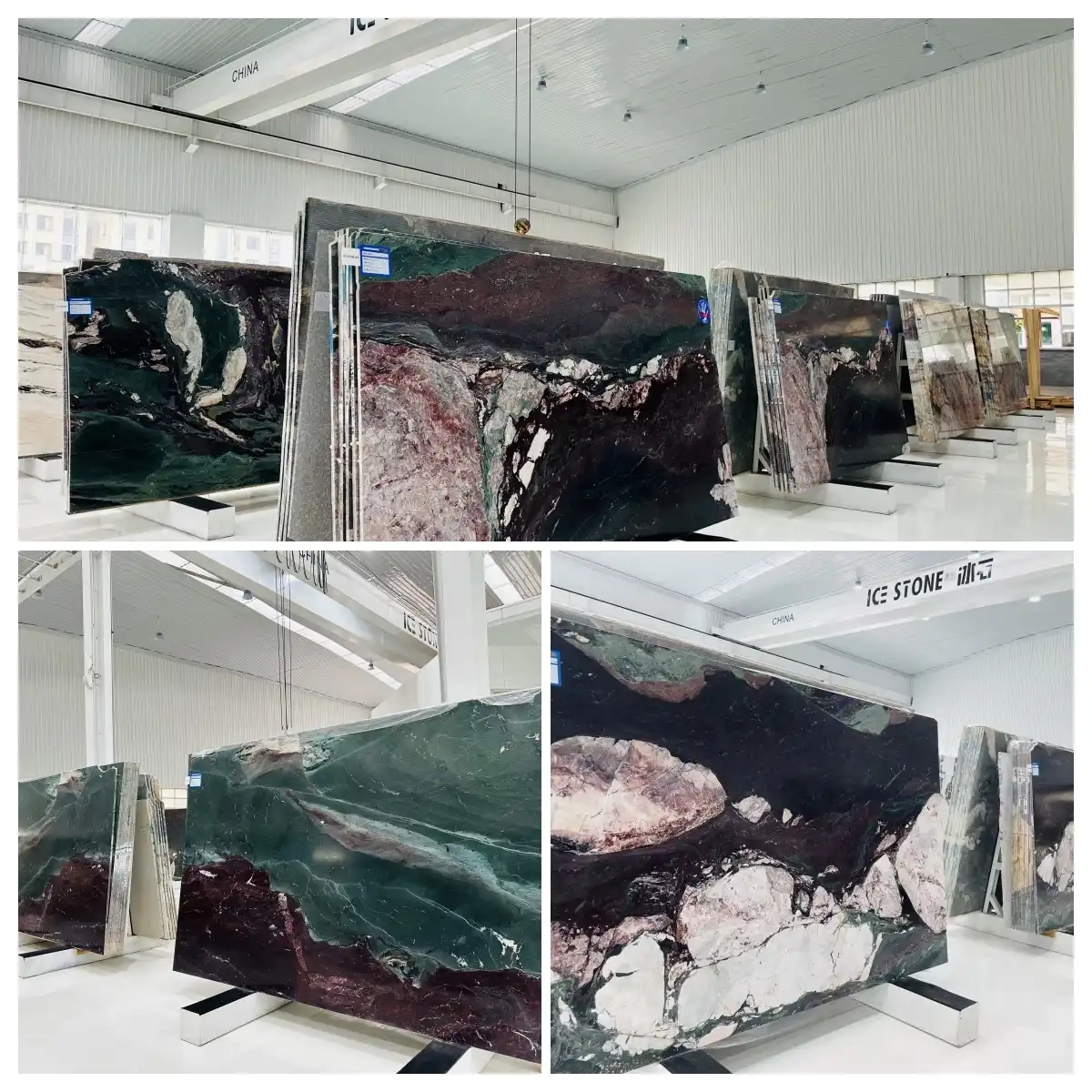 four-seasons-pink-green-marble-slabs-showroom