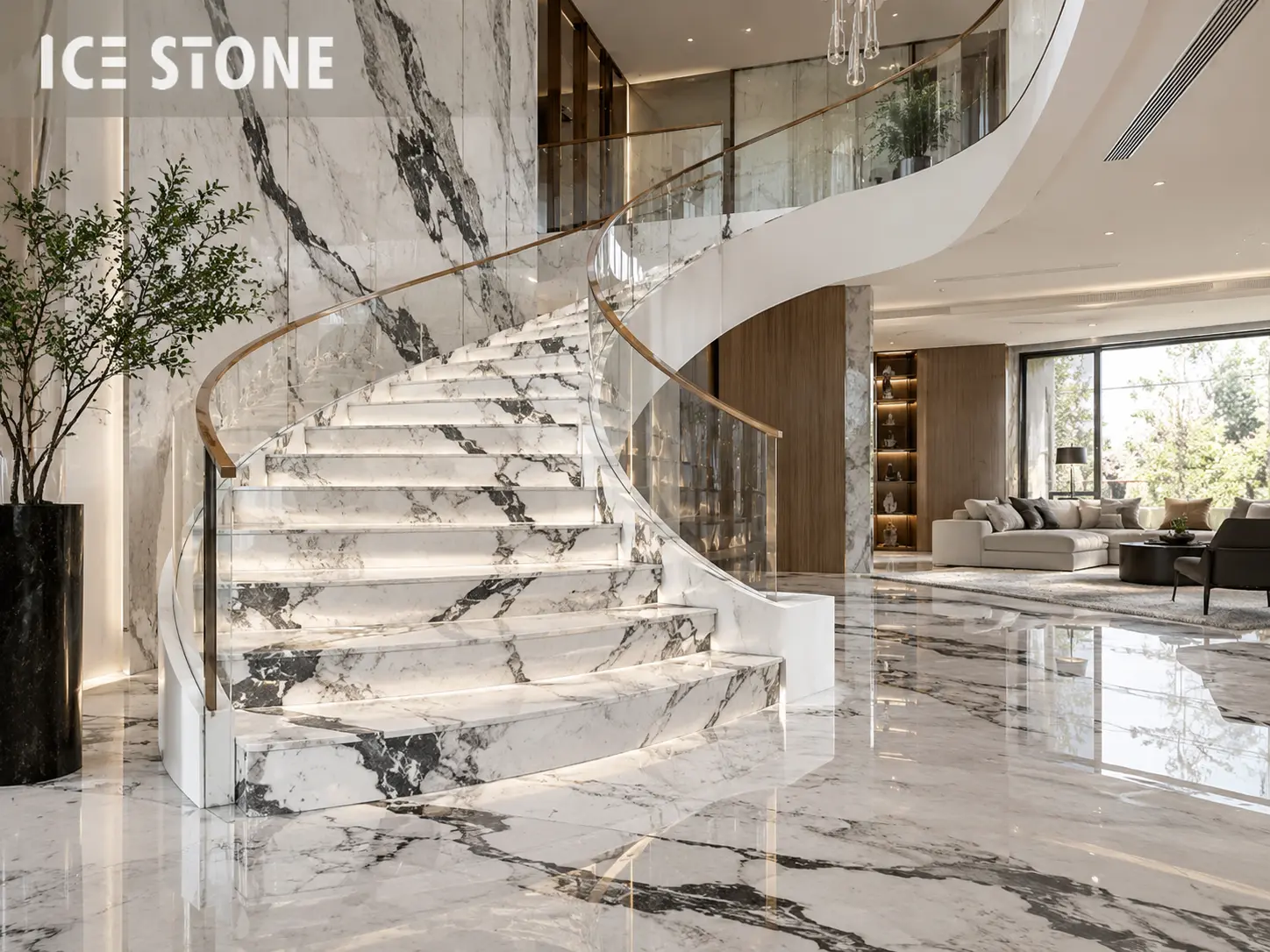 Top 10 Panda White Marble Staircase Designs for Luxury Residential Projects